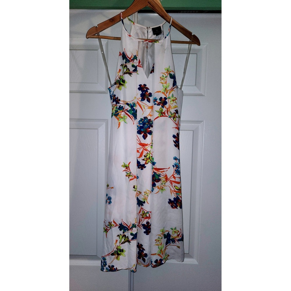 Worthington Womens Floral Halter Neck Keyhole Shift Dress White Multi Size 12